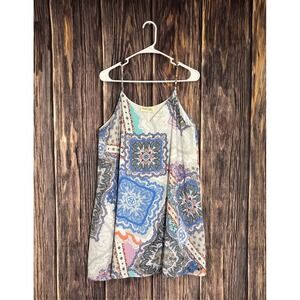 Peache Love Women's White Printed Sleeveless Mini Tank Dress Size L Summer Ready